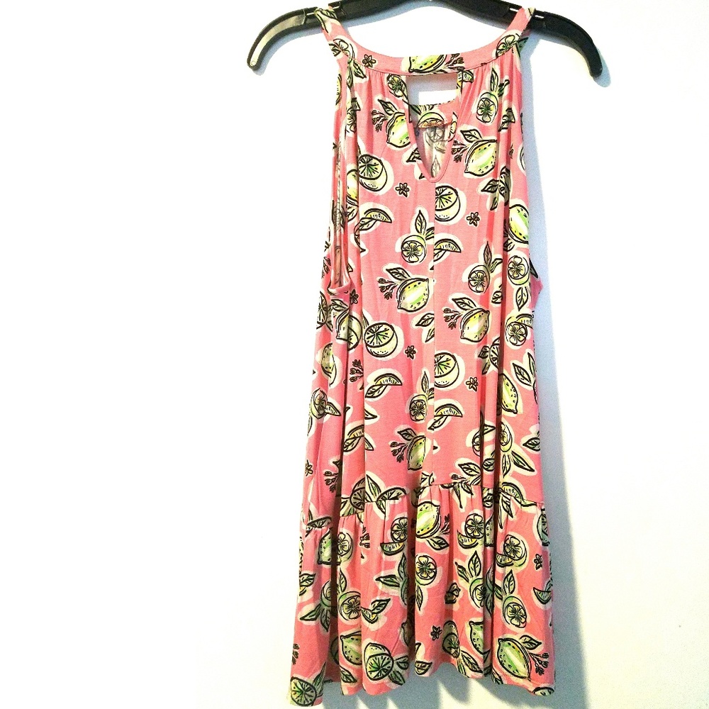 XL Cable & Gauge Lime Print Trapeze Flounce Tank - Picture 2 of 7